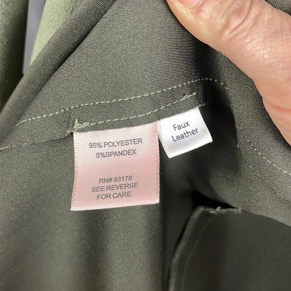 Philosophy faux leather trench belt wrap Sz M olive green - Picture 12 of 13